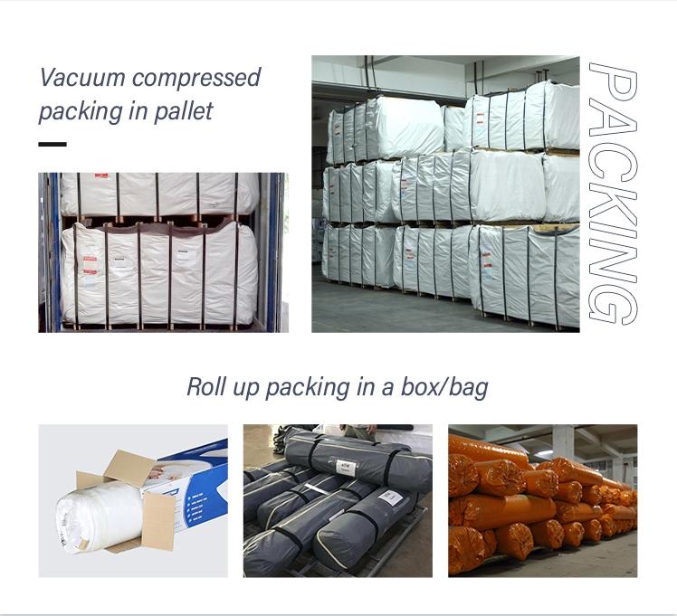 JLH common mattress packaging examples: pallet packing and roll packing in boxes or bags